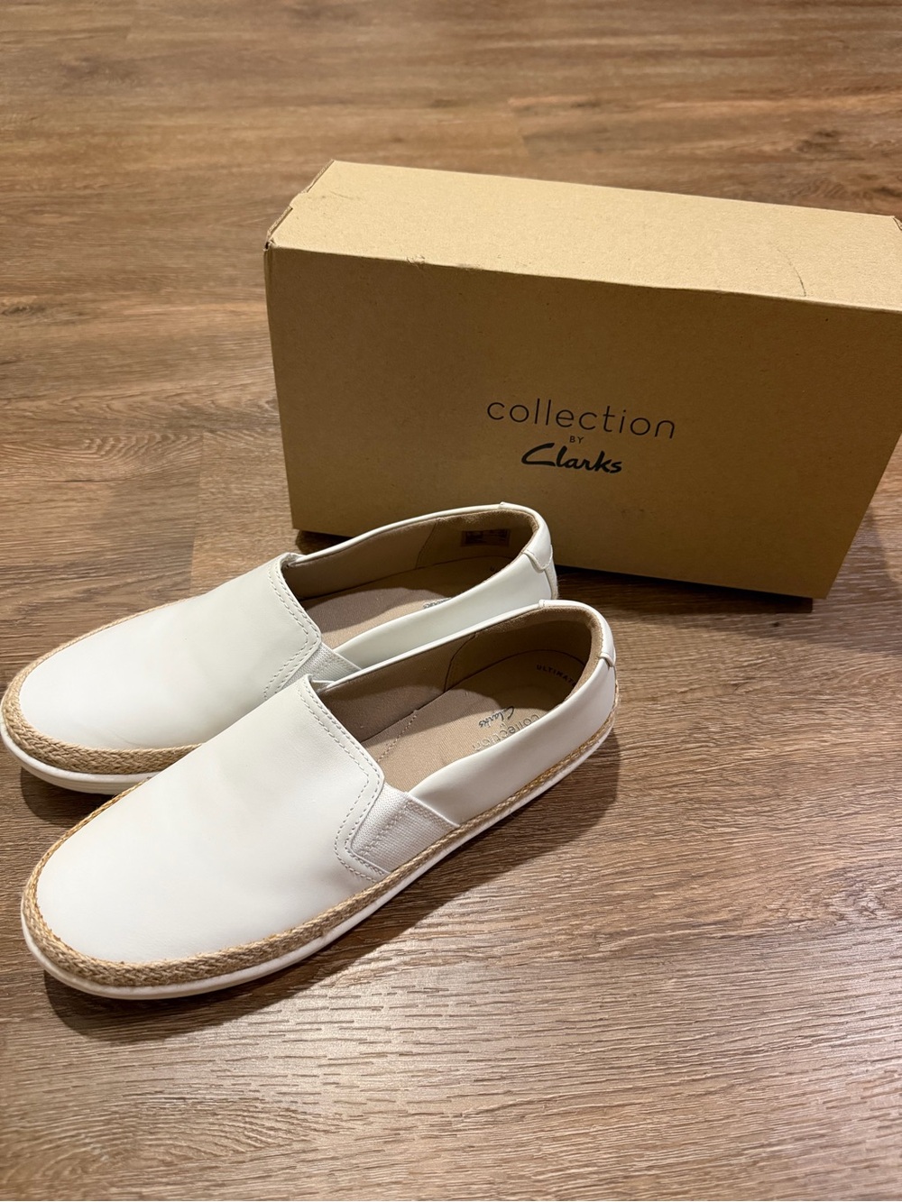 Clark’s Collection Marie Sail Loafer Flat White Nautical Rope, Size 9 New